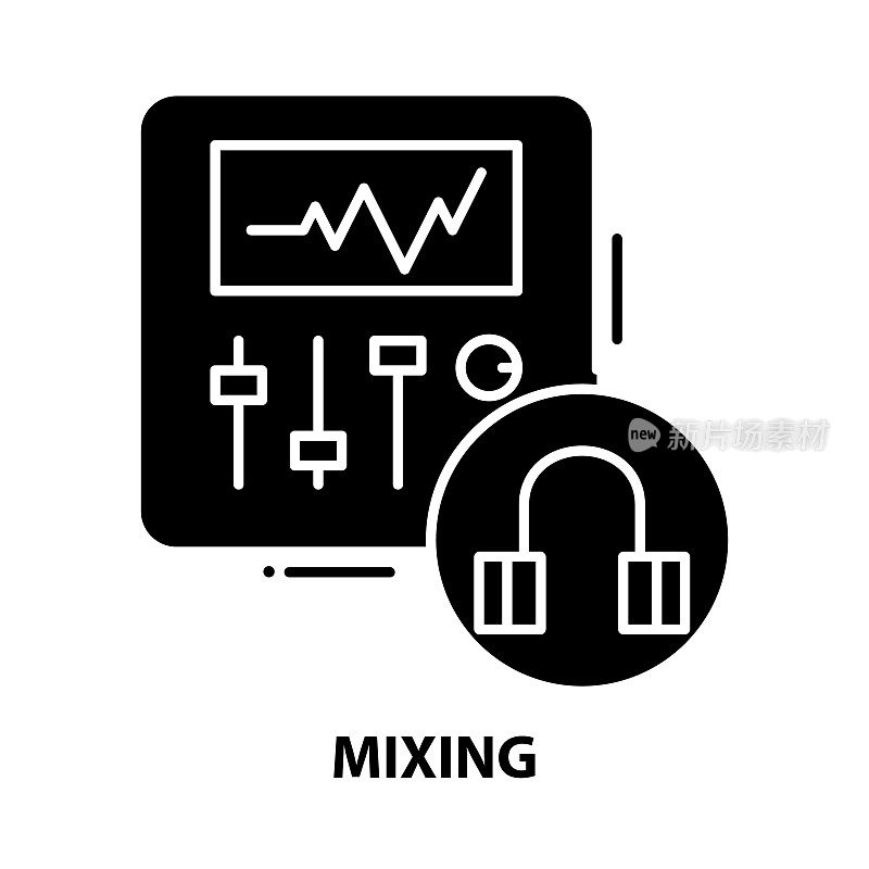 mixing icon, black vector sign with editable strokes, concept illustration